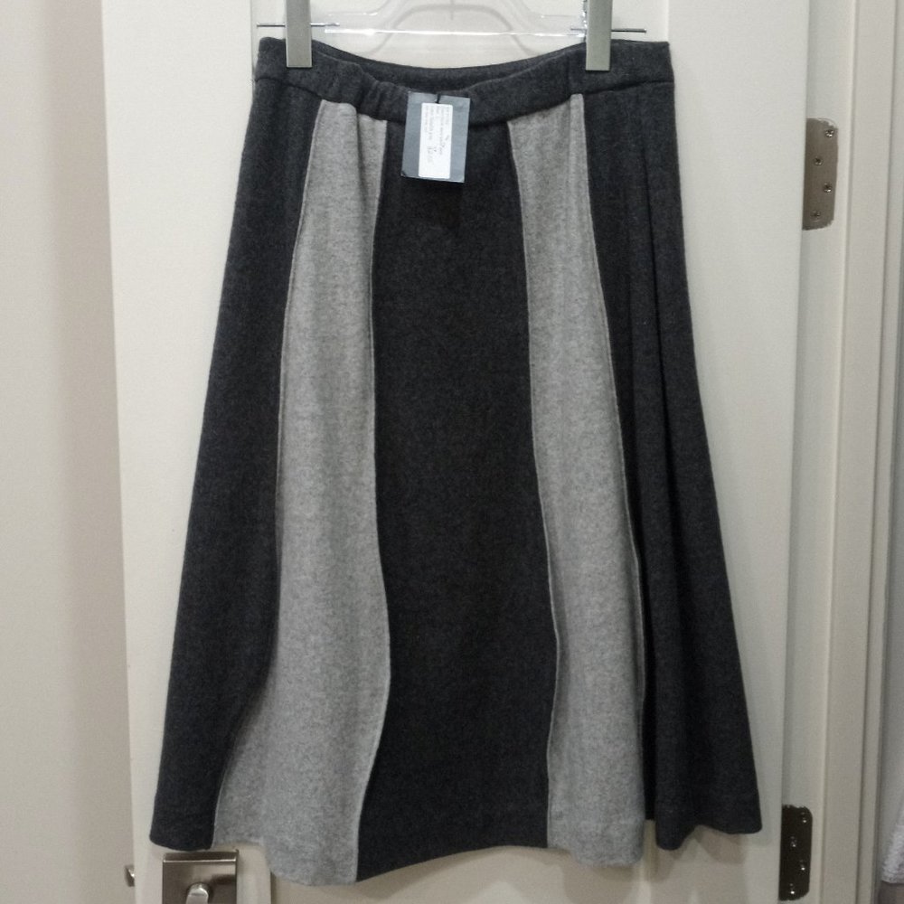 JEE New York Womens Colorblock Grey Wool Wave Knee-Lenth Skirt Size L